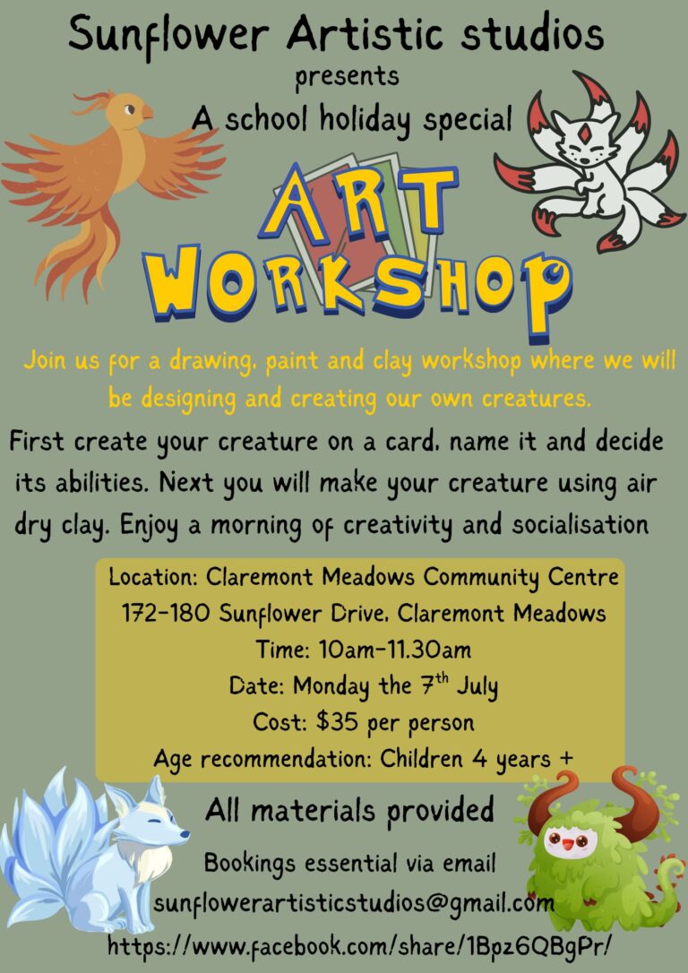 Create your own creature school holiday art workshop